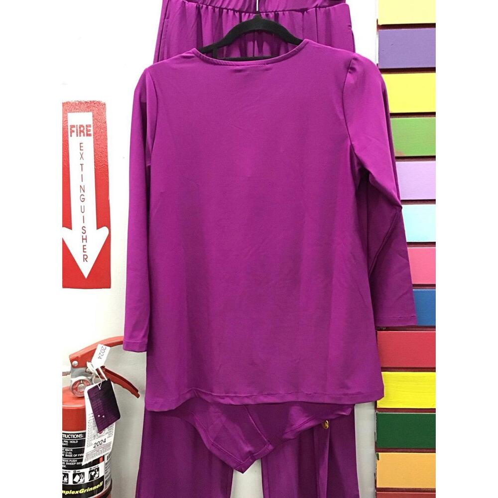 Antthony originals 2pc purple asymmetrical set size XS gold button accents HSN - Picture 4 of 6